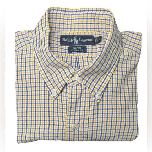 Ralph Lauren Blake Shirt Mens Large Blue Plaid Button Down Long Sleeve Cotton - Picture 6 of 6